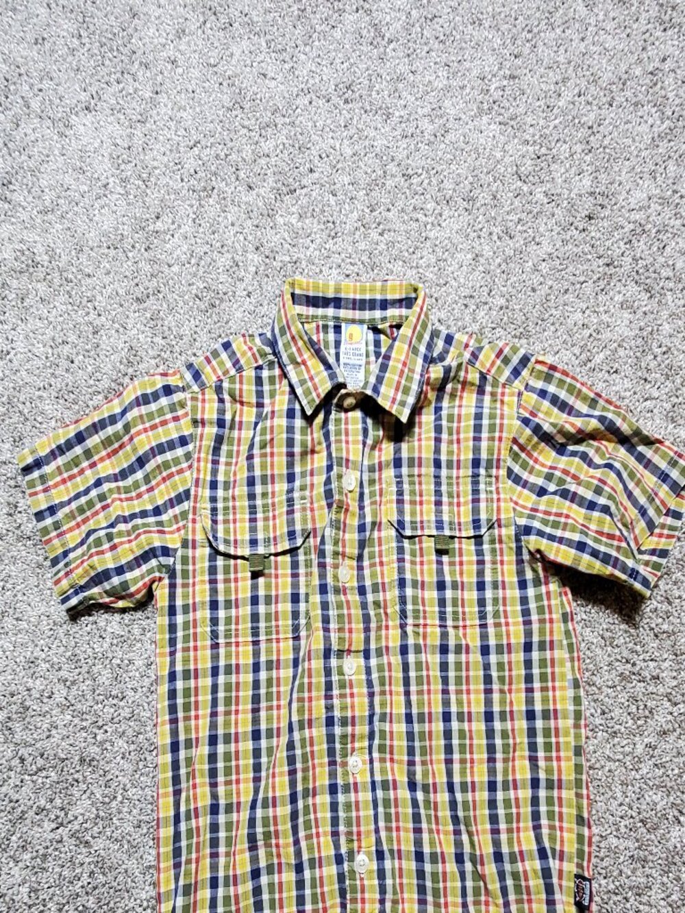 Gymboree Boy's Button Down Short Sleeve Plaid Tartan Age 6 Years